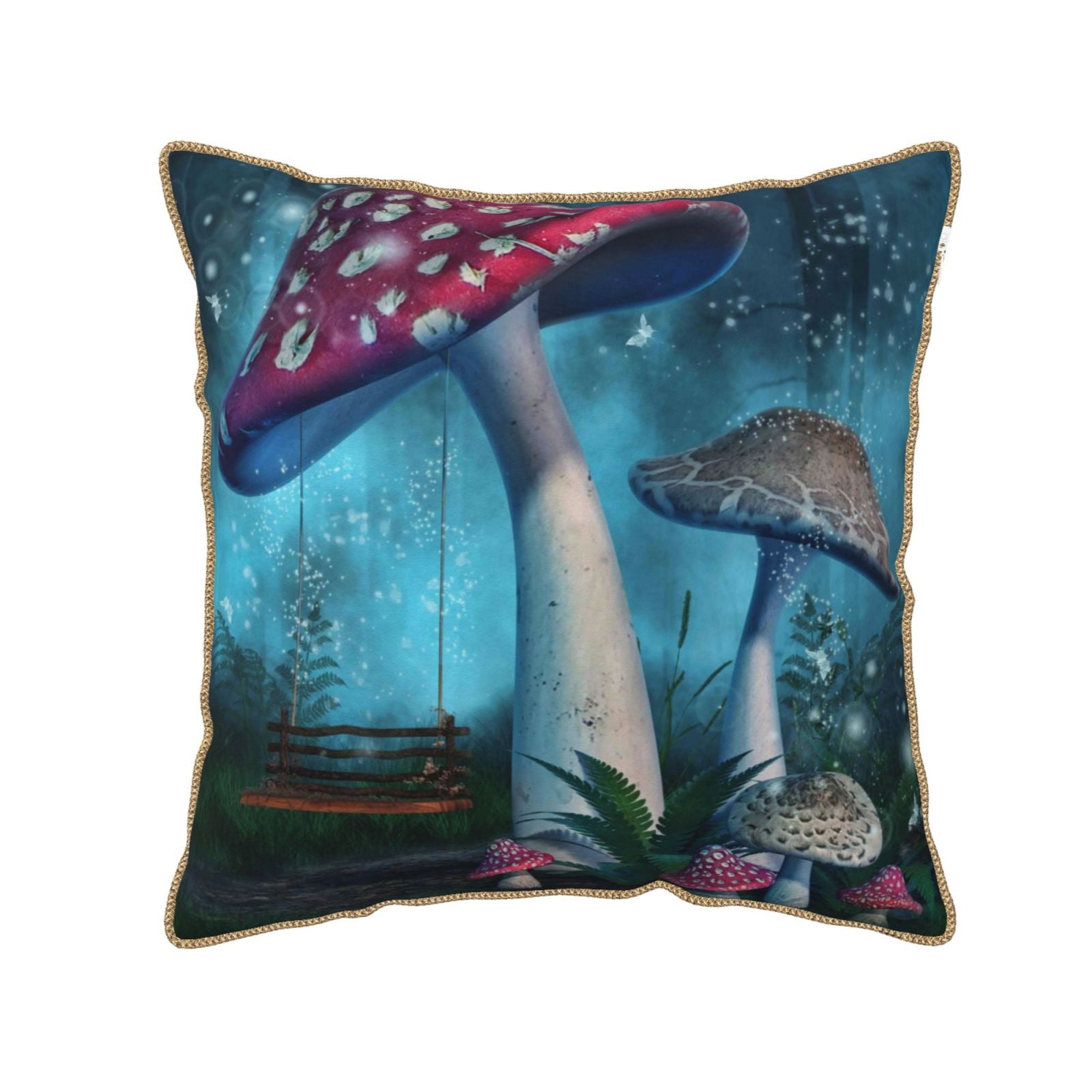 Kll Fantasy Mushrooms Decorative Throw Pillow Covers Velvet Soft For
