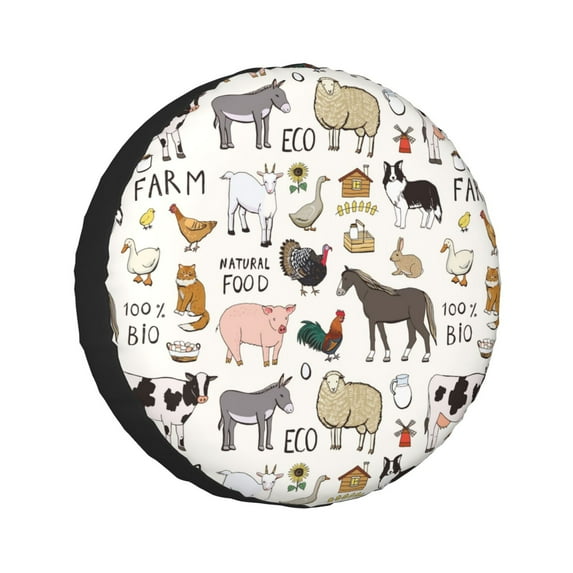 Kll Farm Animals 4 Tire Cover,Universal Wheel Tire Cover For Trailer, Rv, Suv, Truck,Camper And Many Vehicle,(17 Inch)