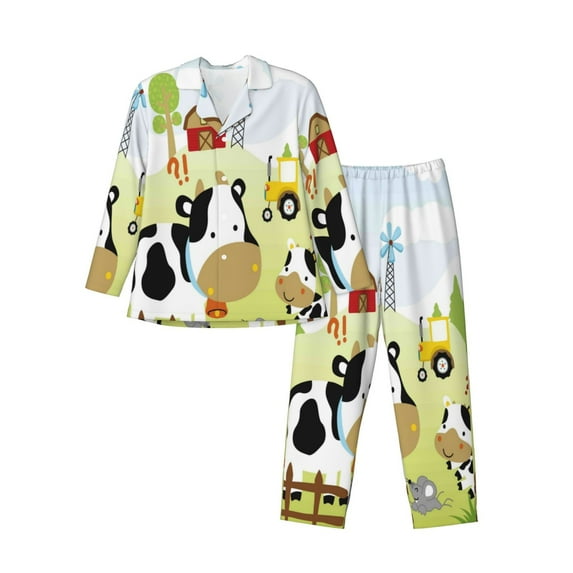 Kll Farmfield With Cute Animals Sleepwear Mens Flannel Pajamas,Long Cotton Pj Set