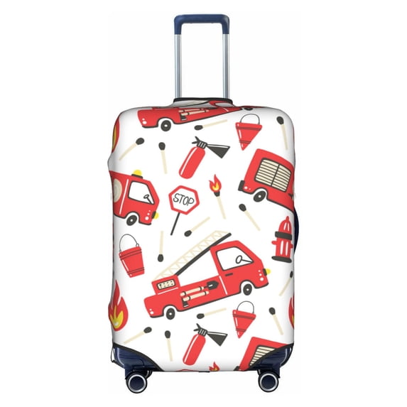 Kll Fire Truck Luggage Cover Suitcase Cover Suitcase Protector (Luggage not included)-Small