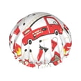 thumbnail image 1 of Kll Fire Truck Pattern Shower Cap & Bath Cap For Women,Reversible Oversized Waterproof Shower Caps For All Hair Lengths,Elastic Reusable Bathing Hair Cap, 1 of 9