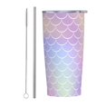 thumbnail image 1 of Kll Fish Scale1 Stainless Steel Vacuum Insulated Coffee Cup 20 Oz Insulated Travel Mug Water Cup With Leak-Proof Straw Lid & Flip Lid,1 Metal Straws,1 Cleaning Brush, 1 of 8