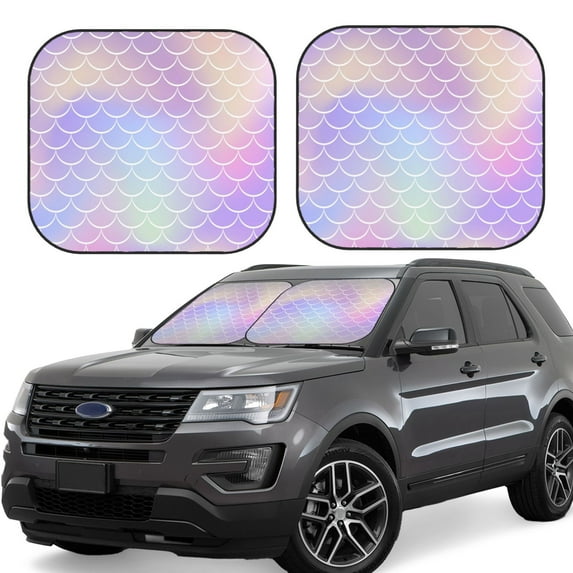 Kll Fish Scale1 Windshield Sun Shade 2-Piece Foldable Car Front Window Sunshade For Most Sedans Suv Truck - Auto Sun Blocker Visor Protector Blocks Max Uv Rays - Small