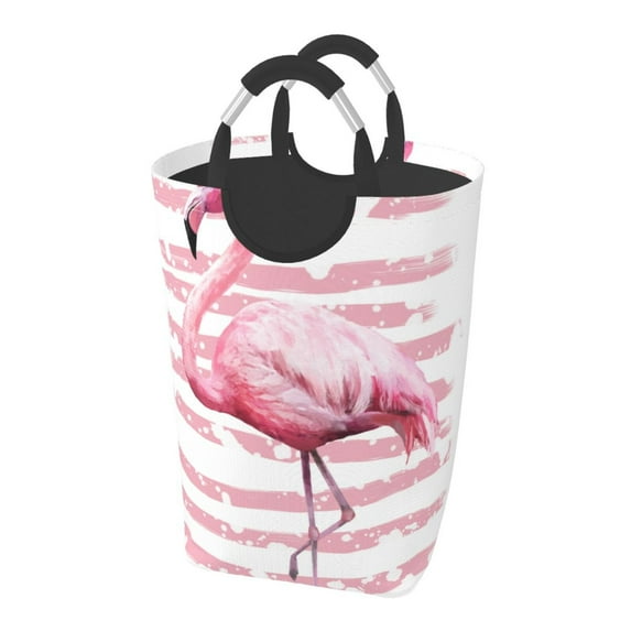 Kll Flamingo Laundry Hamper,Large Canvas Fabric Lightweight Storage Basket Toy Organizer Dirty Clothes Collapsible Waterproof For College Dorms,Children Bedroom,Bathroom