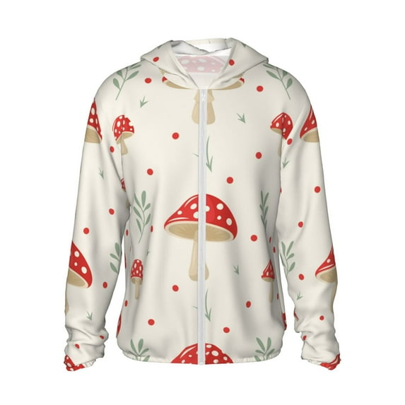 Kll Flat Mushrooms Print Men'S Women’s Upf 50+ Sun Protection Outdoor Hoodie Jacket Long Sleeve Fishing Hiking Performance Shirt- Medium