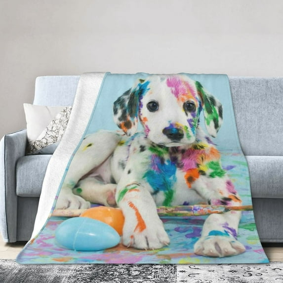 Kll Fleece Blanket Plush Throw Blanket A Funny Little Dalmatian Puppy,Soft Fuzzy Cozy Flannel Blanket For Couch Sofa Bed.(60"X50")