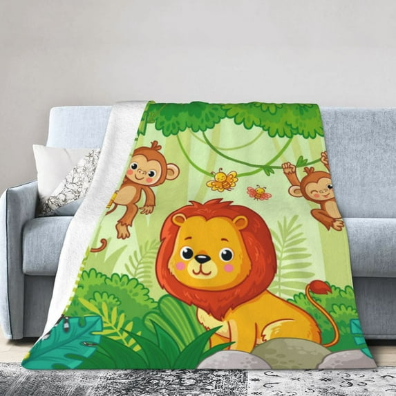 Kll Fleece Blanket Plush Throw Blanket African Animals In The Jungle,Soft Fuzzy Cozy Flannel Blanket For Couch Sofa Bed.(40"X30")