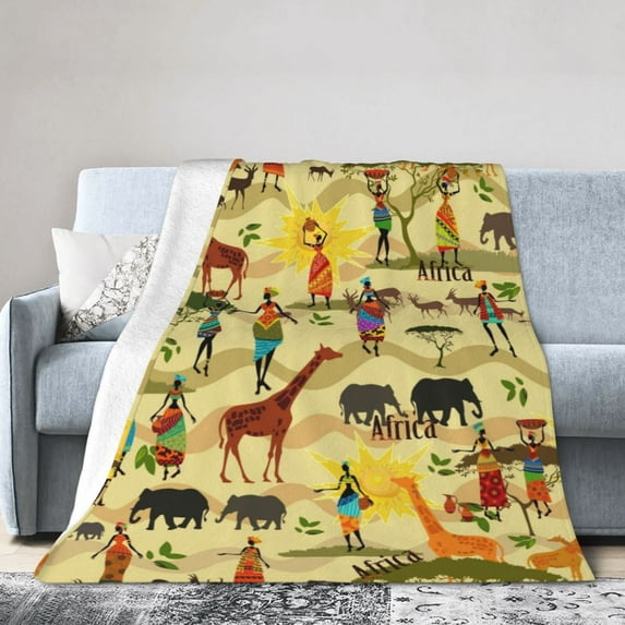 Kll Fleece Blanket Plush Throw Blanket African,Soft Fuzzy Cozy Flannel Blanket For Couch Sofa Bed.(50"X40")