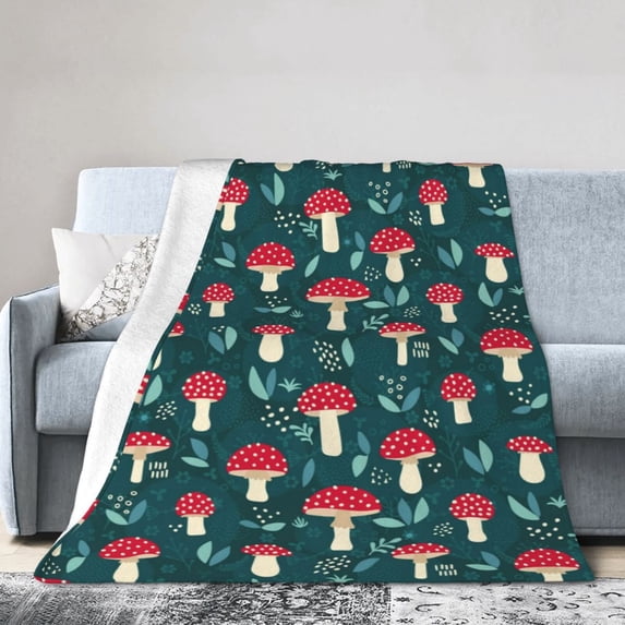 Kll Fleece Blanket Plush Throw Blanket Amanita Mushroom,Soft Fuzzy Cozy Flannel Blanket For Couch Sofa Bed.(80"X60")