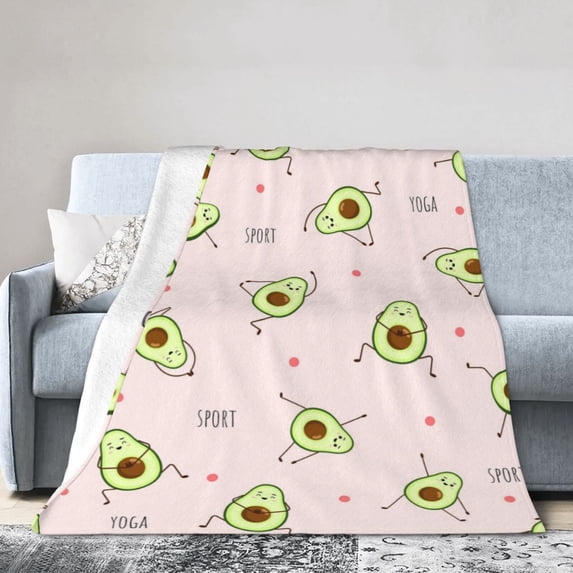Kll Fleece Blanket Plush Throw Blanket Avocado Doing Sport Yoga,Soft Fuzzy Cozy Flannel Blanket For Couch Sofa Bed.(60"X50")