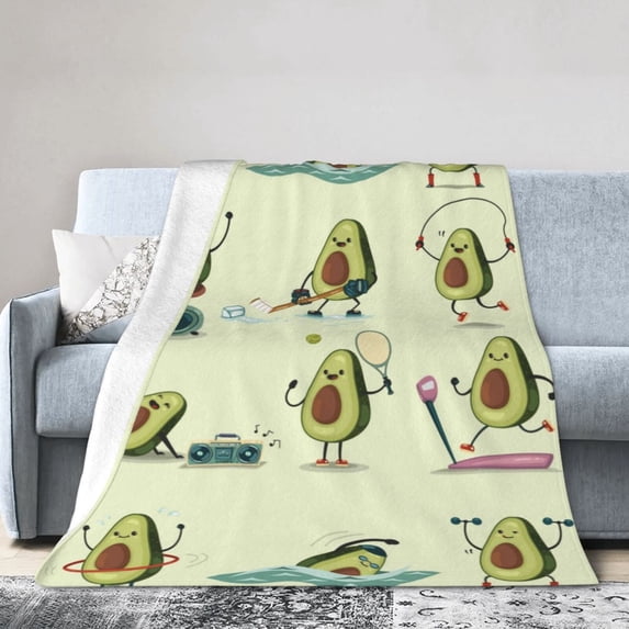 Kll Fleece Blanket Plush Throw Blanket Avocado For Exercise,Soft Fuzzy Cozy Flannel Blanket For Couch Sofa Bed.(80"X60")