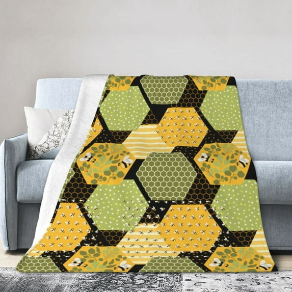 Kll Fleece Blanket Plush Throw Blanket Bee Honey,Soft Fuzzy Cozy Flannel Blanket For Couch Sofa Bed.(80"X60")