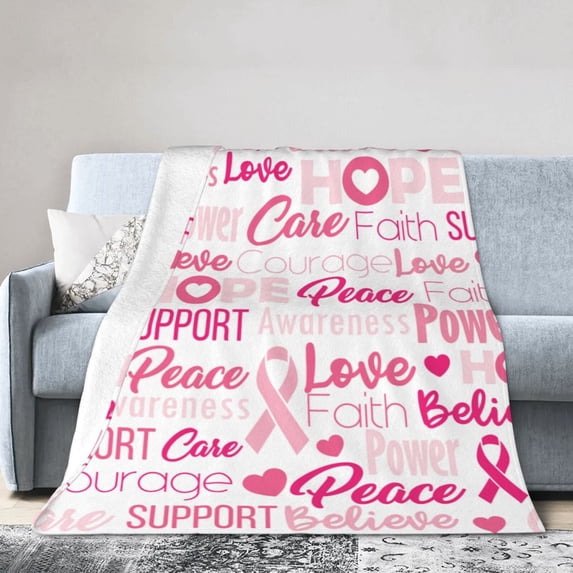 Kll Fleece Blanket Plush Throw Blanket Breast Cancer Pink Ribbons Awareness,Soft Fuzzy Cozy Flannel Blanket For Couch Sofa Bed.(80"X60")