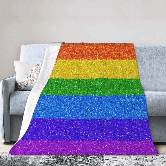 Kll Fleece Blanket Plush Throw Blanket Colorful Glitter Rainbow,Soft Fuzzy Cozy Flannel Blanket For Couch Sofa Bed.(40"X30")