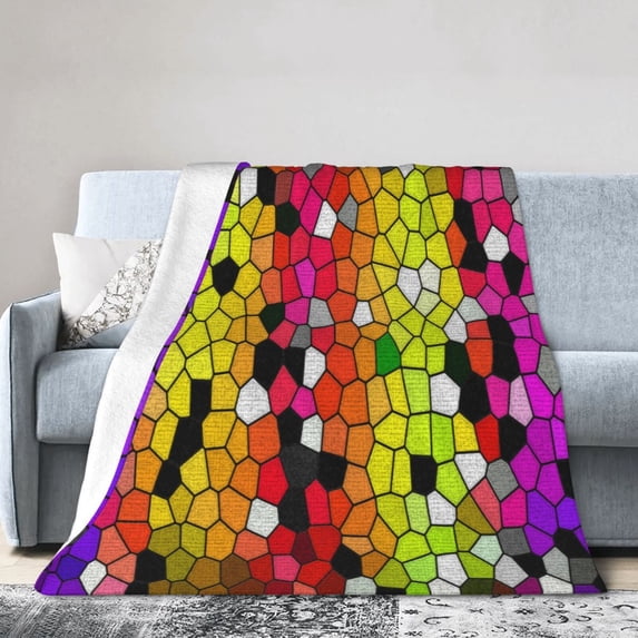Kll Fleece Blanket Plush Throw Blanket Colorful Tie Dye Stained Glass 1,Soft Fuzzy Cozy Flannel Blanket For Couch Sofa Bed.(60"X50")