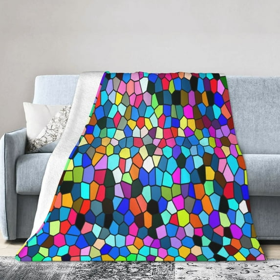 Kll Fleece Blanket Plush Throw Blanket Colorful Tie Dye Stained Glass 2,Soft Fuzzy Cozy Flannel Blanket For Couch Sofa Bed.(40"X30")