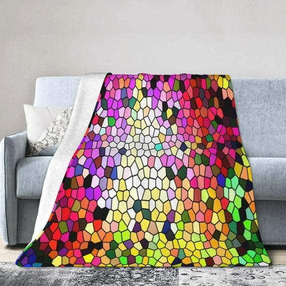 Kll Fleece Blanket Plush Throw Blanket Colorful Tie Dye Stained Glass 3,Soft Fuzzy Cozy Flannel Blanket For Couch Sofa Bed.(40"X30")