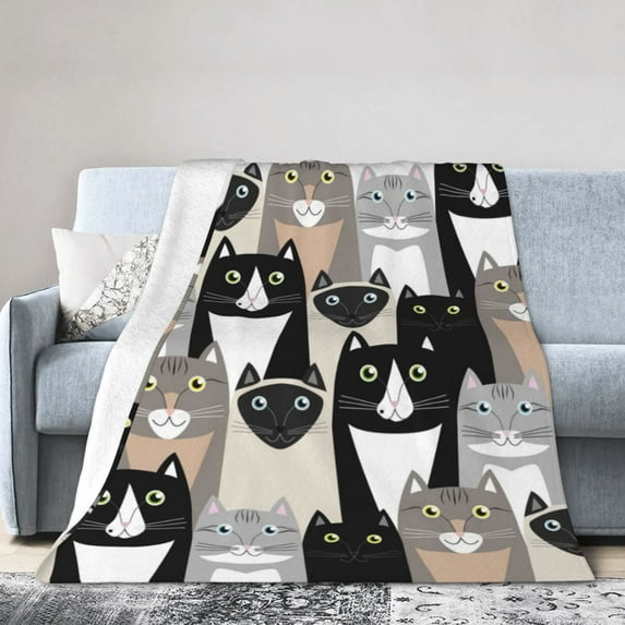 Kll Fleece Blanket Plush Throw Blanket Colors Cats,Soft Fuzzy Cozy Flannel Blanket For Couch Sofa Bed.(50"X40")