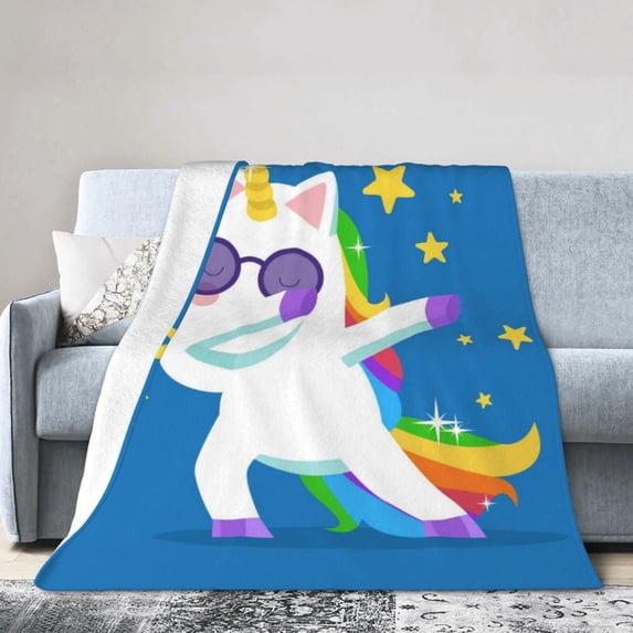 Kll Fleece Blanket Plush Throw Blanket Cool Unicorn Star Golden,Soft Fuzzy Cozy Flannel Blanket For Couch Sofa Bed.(50"X40")