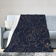 thumbnail image 1 of Kll Fleece Blanket Plush Throw Blanket Copper-Gold Gloss Outline Navy Dark Blue,Soft Fuzzy Cozy Flannel Blanket For Couch Sofa Bed.(50"X40"), 1 of 9