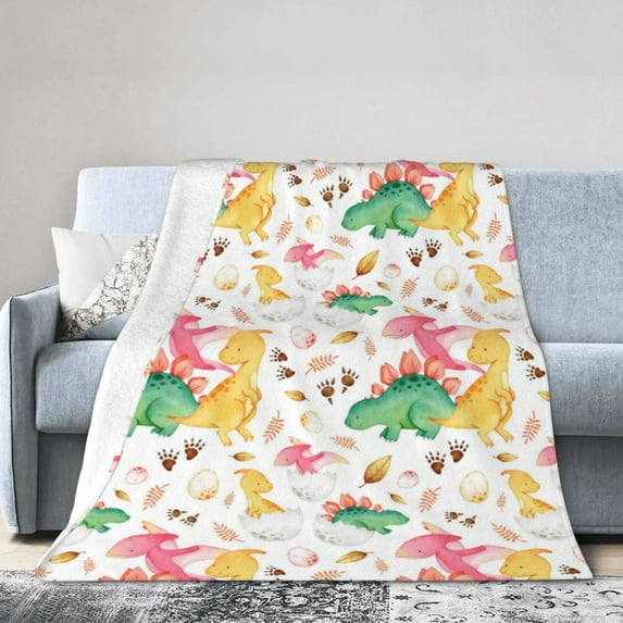 Kll Fleece Blanket Plush Throw Blanket Cute Baby Dinosaurs,Soft Fuzzy Cozy Flannel Blanket For Couch Sofa Bed.(80"X60")