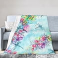 thumbnail image 1 of Kll Fleece Blanket Plush Throw Blanket Dragonfly Floral,Soft Fuzzy Cozy Flannel Blanket For Couch Sofa Bed.(60"X50"), 1 of 9