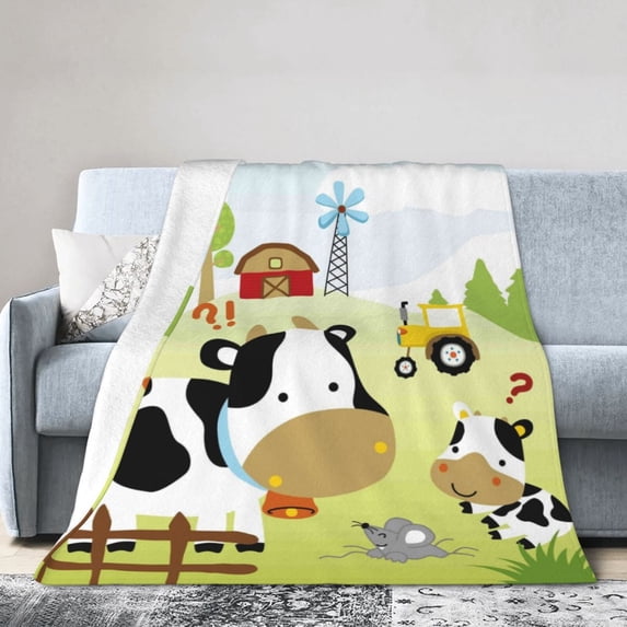 Kll Fleece Blanket Plush Throw Blanket Farmfield With Cute Animals,Soft Fuzzy Cozy Flannel Blanket For Couch Sofa Bed.(40"X30")