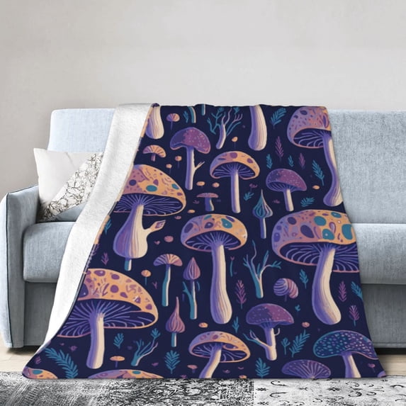 Kll Fleece Blanket Plush Throw Blanket Floral Hippie Mushrooms,Soft Fuzzy Cozy Flannel Blanket For Couch Sofa Bed.(40"X30")