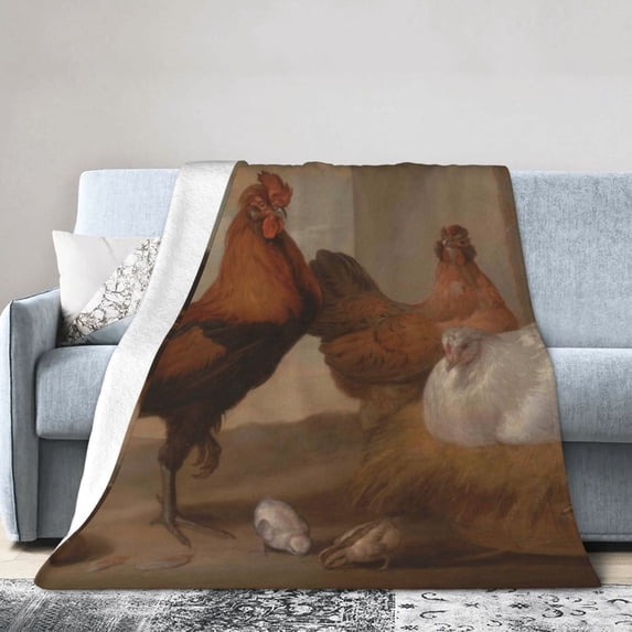 Kll Fleece Blanket Plush Throw Blanket Oil Painting Chicken And Duck,Soft Fuzzy Cozy Flannel Blanket For Couch Sofa Bed.(50"X40")