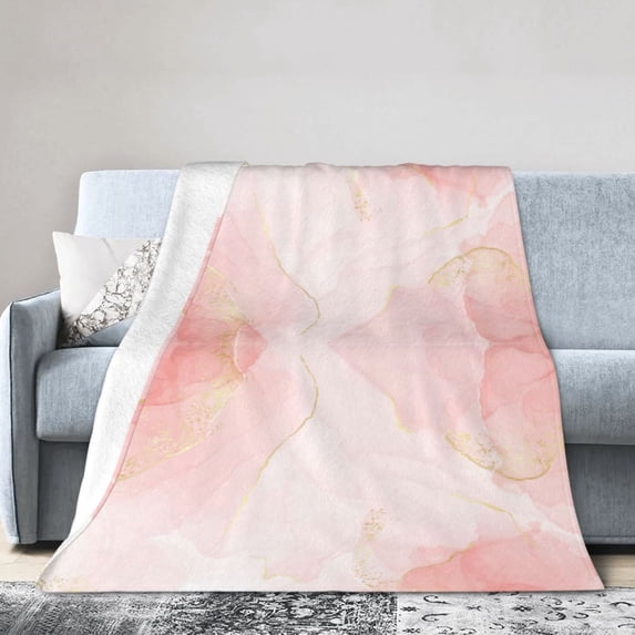 Kll Fleece Blanket Plush Throw Blanket Pink Marble,Soft Fuzzy Cozy Flannel Blanket For Couch Sofa Bed.(80"X60")