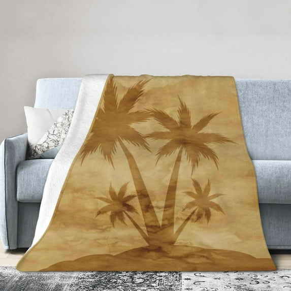 Kll Fleece Blanket Plush Throw Blanket Retro Palm Tree,Soft Fuzzy Cozy Flannel Blanket For Couch Sofa Bed.(40"X30")