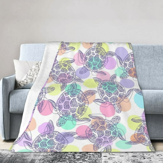 Kll Fleece Blanket Plush Throw Blanket Sea Turtles,Soft Fuzzy Cozy Flannel Blanket For Couch Sofa Bed.(50"X40")
