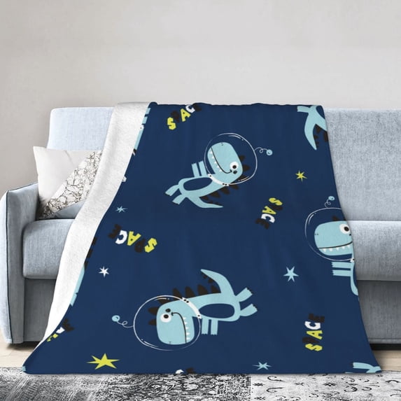 Kll Fleece Blanket Plush Throw Blanket Space Dinosaur,Soft Fuzzy Cozy Flannel Blanket For Couch Sofa Bed.(50"X40")