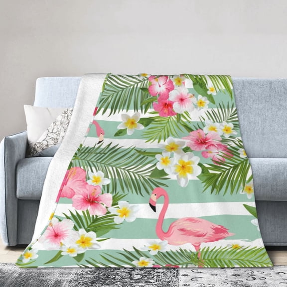 Kll Fleece Blanket Plush Throw Blanket Tropical Flamingo,Soft Fuzzy Cozy Flannel Blanket For Couch Sofa Bed.(40"X30")