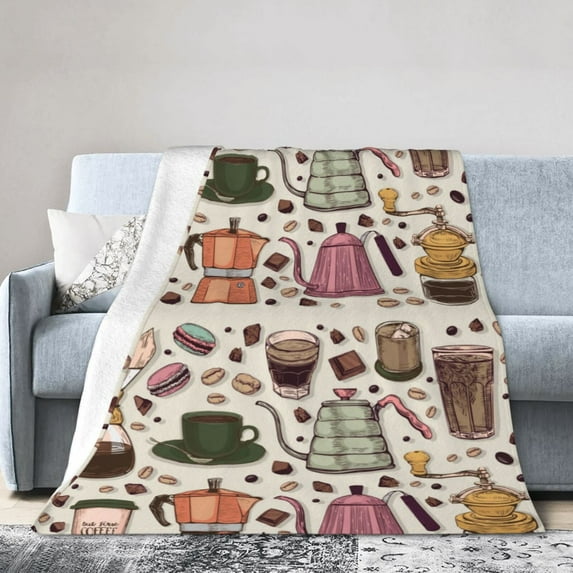 Kll Fleece Blanket Plush Throw Blanket Vintage Coffee,Soft Fuzzy Cozy Flannel Blanket For Couch Sofa Bed.(60"X50")
