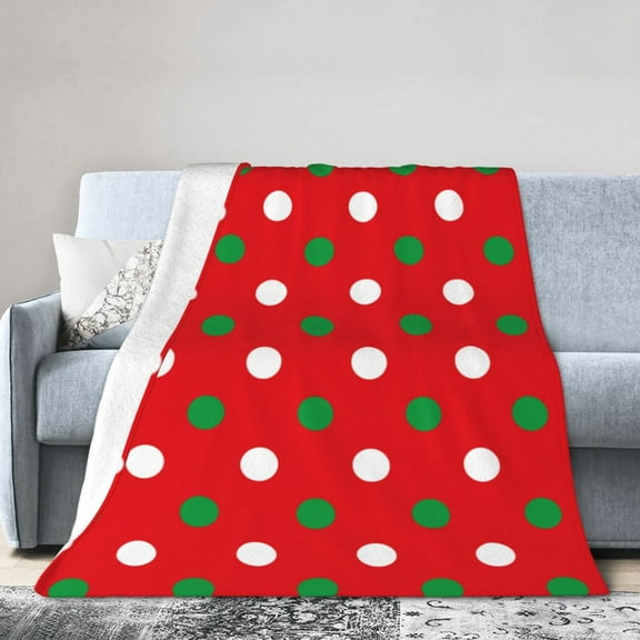 Kll Fleece Blanket Plush Throw Blanket White And Green Polka Dot,Soft Fuzzy Cozy Flannel Blanket For Couch Sofa Bed.(40"X30")