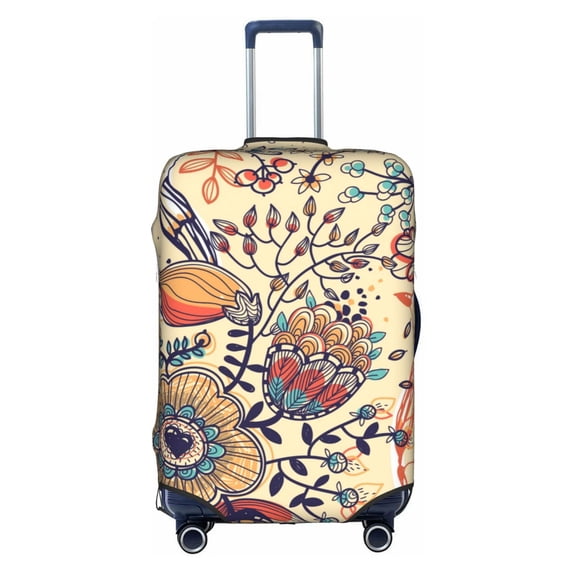 Kll Floral With Birds And Fantasy Flowers Luggage Cover Suitcase Cover Suitcase Protector (Luggage not included)-Large