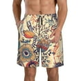 thumbnail image 1 of Kll Floral With Birds And Fantasy Flowers Men'S Casual Summer Beach Shorts Hawaiian Shorts With Pockets-Xx-Large, 1 of 9