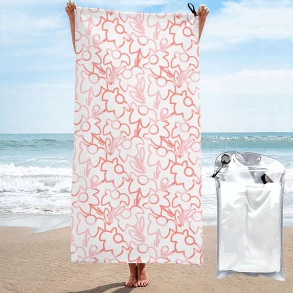 Kll Flower Coloring Pattern Microfiber Beach Towel Fast Drying,Extra Large 27.5"X55" Sand Free Beach Towel Super Lightweight Towels