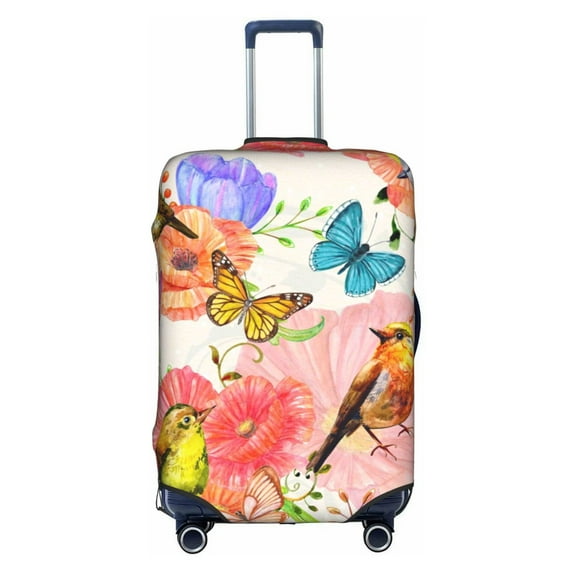 Kll Flowers And Birds Watercolor Luggage Cover Suitcase Cover Suitcase Protector-Medium