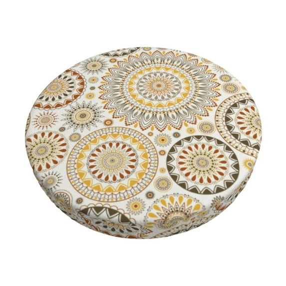 Kll Flowers And Leaves Round Bar Chair Cushion Cover 13 Inch,Bar Stool Protector With Elastic, Soft Washable