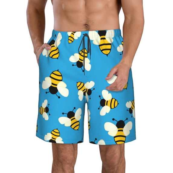 Kll Flying Bees Men'S Casual Summer Beach Shorts Hawaiian Shorts With Pockets-3x-Large