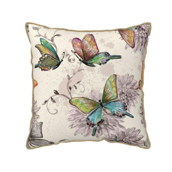 Kll Flying Butterflies Decorative Throw Pillow Covers Velvet Soft For Couch Sofa Bedroom Living Room Outdoor -20"X20"