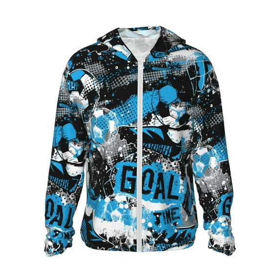 Kll Football Time Print Men'S Women’s Upf 50+ Sun Protection Outdoor Hoodie Jacket Long Sleeve Fishing Hiking Performance Shirt- 3x-Large