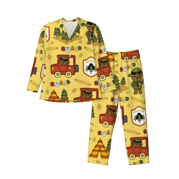 Kll Forest Guard,Car Tenttrees Sleepwear Mens Flannel Pajamas,Long Cotton Pj Set
