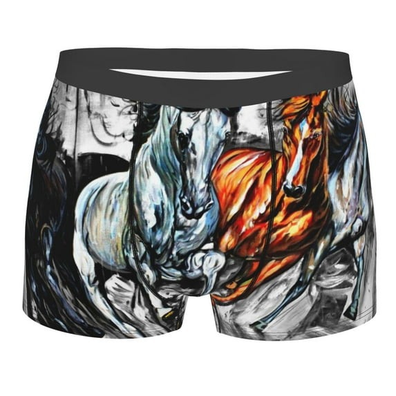 Kll Four Running Horses Men'S Cotton Boxer Briefs Underwear-Small