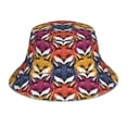 thumbnail image 1 of Kll Fox Face Bucket Hat For Women Men Packable Travel Beach Sun Hat Outdoor Rave Accessories Reflective Fisherman Cap, 1 of 9
