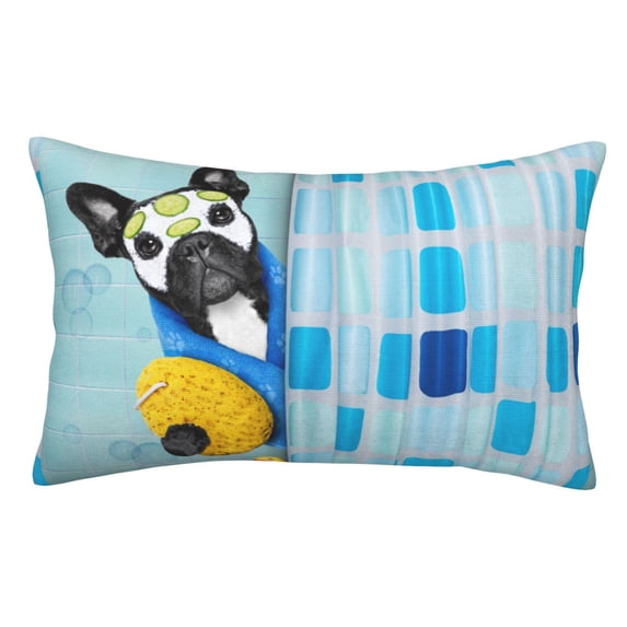Kll French Bulldog Dog In A Bathtub Pillow Covers Envelope Closure,Super Soft And Cozy Fuzzy Fleece Pillow Case Cover 14"X20"