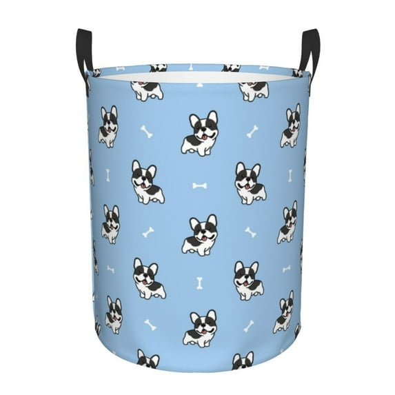 Kll French Bulldog Puppy Waterproof Foldable Laundry Hamper Bucket With Handles For Storage Bin,Kids Room,Home Organizer (Medium)