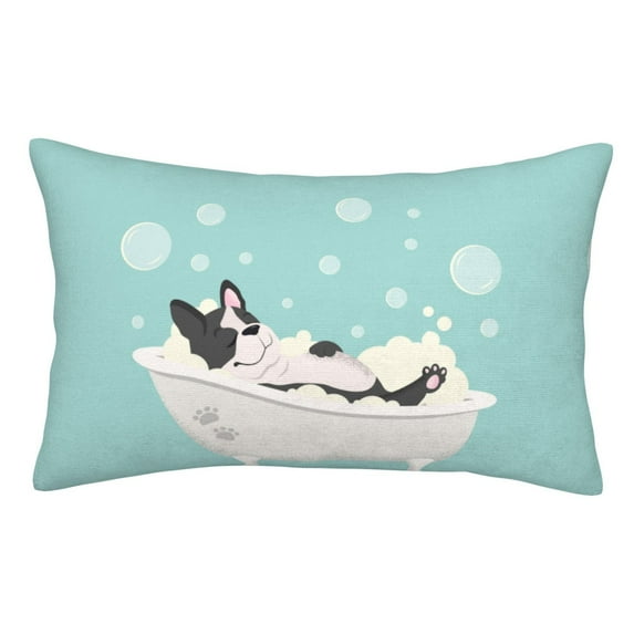 Kll French Bulldog Taking A Bath Pillow Covers Envelope Closure,Super Soft And Cozy Fuzzy Fleece Pillow Case Cover 16"X24"